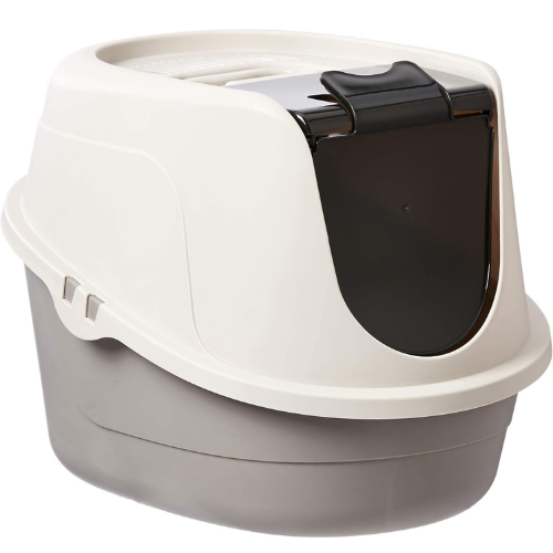 Hooded Enclosed Cat Litter Box with Odor Control & Swinging Door