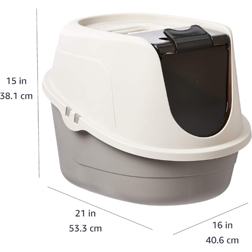 Hooded Enclosed Cat Litter Box with Odor Control & Swinging Door