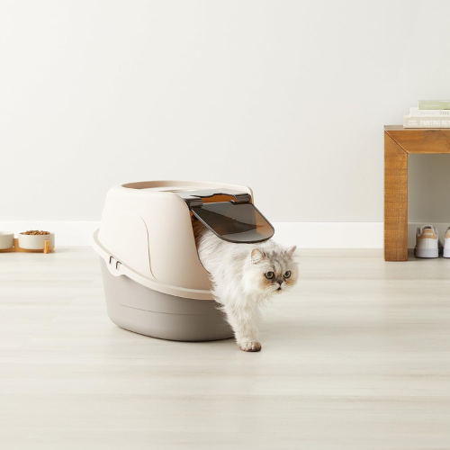 Hooded Enclosed Cat Litter Box with Odor Control & Swinging Door